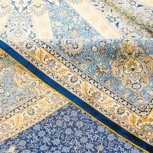 Grande <span class=keywords><strong>Tappeto</strong></span> Turco Blu Samarkand Fatto a Mano in Pura Seta per Soggiorno, Prodotto in Turchia, Dubai e India - Product Image 6