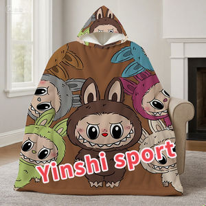 Poncho personalizado de dibujos animados para niños y adultos, toalla, capa de Navidad, manta, chal con sombrero para adultos, ropa de cama con capucha de franela y lana - Product Image 5