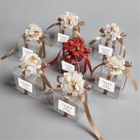 Boîte à bonbons en PVC personnalisée, boîte cadeau transparente en plastique pour mariage, fête de Thanksgiving