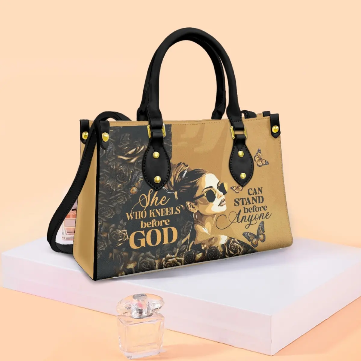 Borsa a tracolla in pelle sintetica di nuovo Design lei che si inginocchia davanti a Dio letteratura biblica borse grandi personalizzate da donna