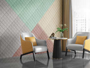 Panneau d'autocollants muraux en velours 3D à <span class=keywords><strong>larges</strong></span> <span class=keywords><strong>rayures</strong></span> en similicuir PVC 35*35cm <span class=keywords><strong>Papier</strong></span> <span class=keywords><strong>peint</strong></span> pelable brun clair à motif diamanté - Product Image 4