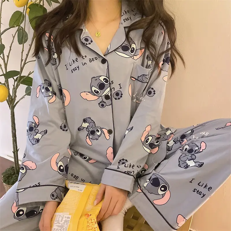 Nieuwe Stitch Mikey Cartoon Dames Zomer Huiskleding Dames Mooie Pyjama