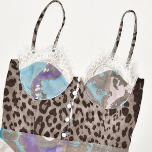 Phụ Nữ Không Tay Vestidos Ren Thanh Lịch Lưới Sheer Leopard In Trượt Dài Dresses Phụ Nữ - Product Image 6