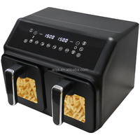 AOJA 2024 Nouvelles Friteuses à Air à Commandes Numériques 4 + 4 8L Grande Capacité 2 Paniers de Friture Indépendants Double Panier AirFryer Sans Huile-Noir