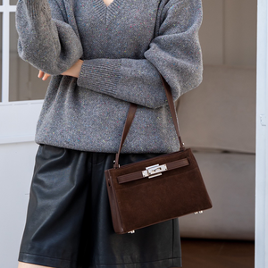 网上购物批发产品皮革肩部对角线磨砂皮革女包麂皮女包奢华 - Product Image 6