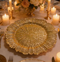 Assiettes de présentation en PP personnalisables, design luxueux et élégant, 13 pouces, légères, durables, réutilisables, pour mariages et hôtels