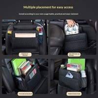Sac de rangement en cuir neuf pour voiture, organisateur de dossier de siège, pochette suspendue pour siège arrière, boîte de rangement pliable pour voiture, poubelle de voiture