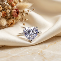 Bague en Moissanite taille cœur en argent 925 avec sertissage à griffes, alliance de fiançailles pour femme, style romantique