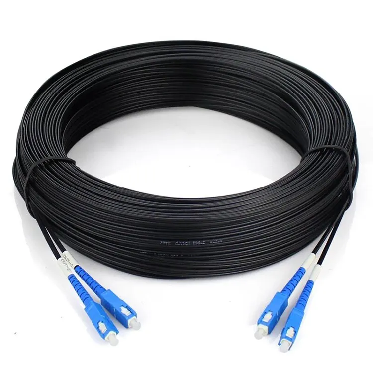 Pre-connectorized Drop Cable Patch Cord Terminated FTTH G657A Flat Drop Cable Patch Cord Fiber Optic Cable Indoor/ Outdoor FTTH