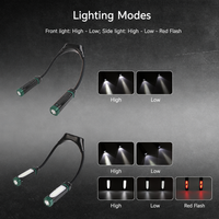 Lampe de travail mains libres à suspendre au cou, rechargeable USB-C, avec lumière flexible et flash rouge pour réparation automobile, camping et course nocturne