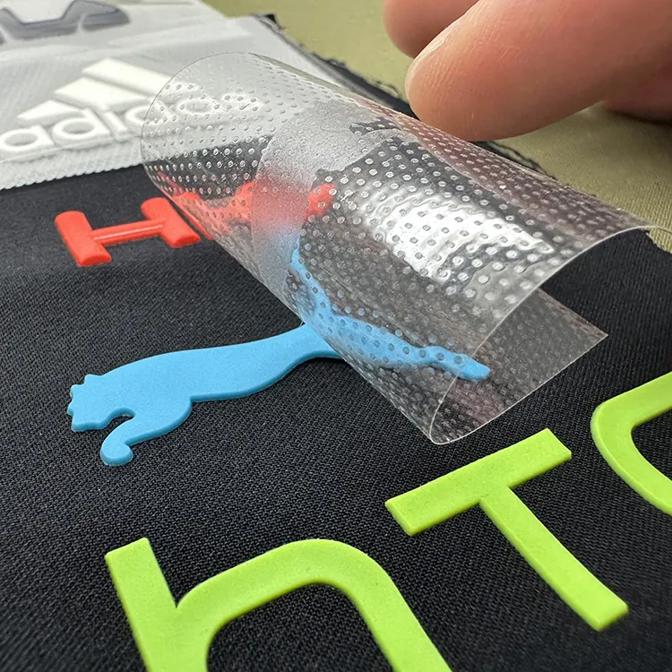 Etiqueta de sello de PVC de transferencia térmica personalizada, Material de reciclaje de silicona 3D, brillante, mate, reflectante, logotipo de marca impreso