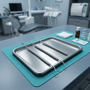 Ensemble d'instruments chirurgicaux dentaires manuels en acier inoxydable avec poignée moletée, Classe I, argent - Product Image 4