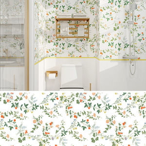 Armoire murale auto-adhésive étanche pour salle de bain, anti-huile pour cuisine, insonorisante, à motif floral changeant de couleur, style français pour la maison - Product Image 5