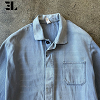 LARSUR personnalisé détresse lavage soleil fané sergé lourd canard toile français bleu veste de travail vêtements de travail travailleur chasse grange corvée manteau