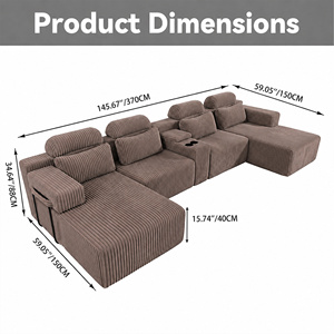 [Stock US] Canapé sectionnel moderne en velours en forme de U - <span class=keywords><strong>Ensemble</strong></span> de salon 3 pièces Expédition domestique aux États-Unis MOQ : 1 <span class=keywords><strong>ensemble</strong></span> - Product Image 6