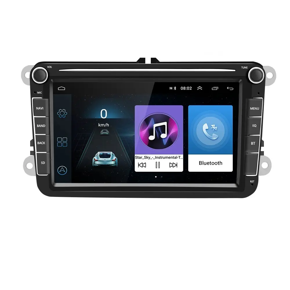 Pemutar Multimedia Mobil Android 8.1 GPS 2 Din, Radio Mobil Autoradio untuk VW/Volkswagen/Golf/Polo/Passat/B7/B6/SEAT/Leon/Skoda