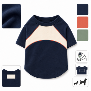 T-shirt en coton pour chien, couleur unie, design simple, style décontracté confortable pour chiens, toutes saisons, lavable en machine - Product Image 2