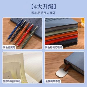 Promotional Branded Logo Grey Leather Hardcover Notebook Diary With Gift Box Package Luxury <b>Journal</b> Pen USB Box Case Suit - Product Image 6