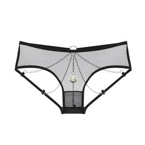 Coppia giochi da letto mutande Sexy con campana in metallo seducente catena Open Shift senza togliere pantaloni a triangolo - Product Image 1