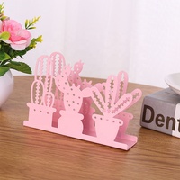 Porte-serviettes de bureau personnalisable boîtes à mouchoirs en forme de cactus du désert en acier inoxydable de style estival directement de l'artisanat d'usine