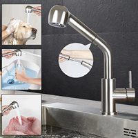 Robinet de cuisine extractible en acier inoxydable 304, avec cartouche céramique, monotrou, style américain, eau chaude/froide, rétractable, pour usage domestique