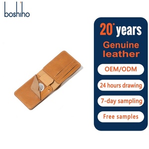 Boshiho Genuine Leather RFID Blocking Credit Card Holder Vintage Multi-Function Men's <b>Wallet</b> with Coin Purse <b>Small</b> Size Locator - Product Image 1
