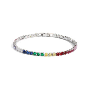 Brazalete de Moda con Piedras de Arcoíris, Chapado en Oro, con Circonitas, Ajustable, para Mujer, Regalo de Moda - Product Image 4