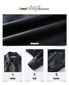 Veste courte en <span class=keywords><strong>cuir</strong></span> PU <span class=keywords><strong>noir</strong></span> Outwear Manteau en faux <span class=keywords><strong>cuir</strong></span> bon marché pour femmes - Product Image 5