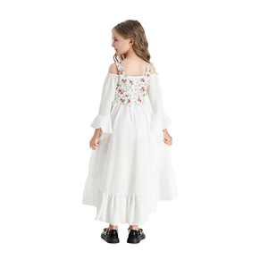 Vestido retro medieval para <span class=keywords><strong>niñas</strong></span> con bordes con volantes, ropa para niños <span class=keywords><strong>de</strong></span> pastizales coloniales del Renacimiento victoriano - Product Image 5