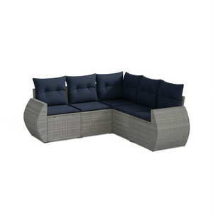Conjunto de Sofá de Jardín de Ratán Sintético Gris con Cojines, Muebles de Patio para 5 Personas, Diseño Moderno - Product Image 1