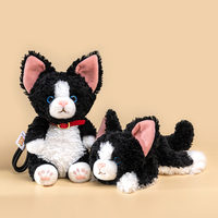 Porte-clés en peluche chat bouclé personnalisé, pendentif animal super doux en coton moelleux, cadeaux de fêtes, adorable petit jouet en peluche chat
