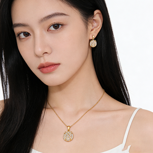 Conjunto de Joyería Hengdian Paved Tulip con Circonitas AAA, Chapado en Oro de 18K, Latón, Romántico, para Boda, Compromiso, Mujer, Venta al por Mayor, Fiesta - Product Image 2