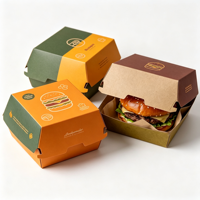 Boîte à hamburger en carton blanc biodégradable, best-seller, logo de marque personnalisé, emballage alimentaire jetable résistant à la graisse