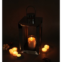 Foryoudecor Brand New European Brevet exclusif lanterne à bougie en acier inoxydable lanterne chromée lot de 2