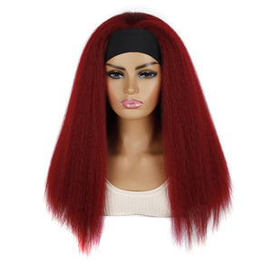 Chất Lượng Cao Dài Màu Đen 24 Inch Headband Tóc Giả Tổng Hợp Turban Bọc-Tóc Giả Afro Headwrap Tóc Giả Cho Ăn Mặc - Product Image 5