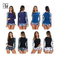 Aide Rash Guard Floral Leopard Digitale Print Lange Mouwen Surfkleding Dames Op Maat Bescheiden Zwemkleding 2-delig Set OEM