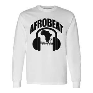 Camiseta de Manga Larga Afrobeat con Diseño de Auriculares Africanos, Temática Musical - Product Image 1