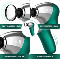 Mini pistolet de massage à percussion 6 vitesses, 4 têtes interchangeables, petit panneau de commande en boîte colorée, batterie 2000 mAh personnalisable