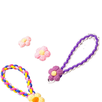 Cordon en polyester tressé motif floral pour iPhone, sangle de téléphone portable colorée anti-perte, cordon de téléphone tressé en nylon OEM