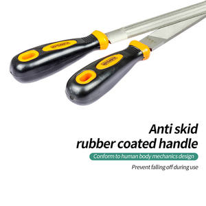 Kikir Logam T12 Baja 8 Inci, Kikir Tangan Datar Setengah Bulat, Kikir Kayu Bergigi Sedang dengan Pegangan - Product Image 2