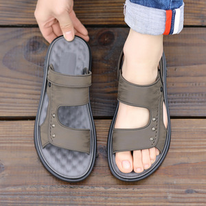 Sandalias Planas para Hombre, Punta Abierta, Parte Superior de PU, Suela de Goma Antideslizante, Calzado Casual de Verano, Tallas 40, 41, 42, 43, 44 - Product Image 2