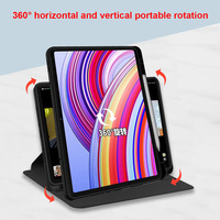 Étui pour tablette en cuir PU avec support rotatif à 360 degrés pour Xiaomi Redmi Pad Pro couverture arrière en acrylique transparent avec porte-crayon