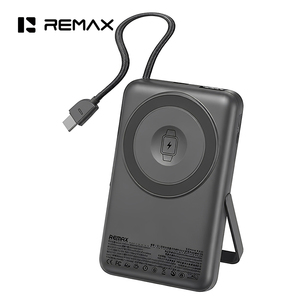 REMAX MC-01 Batterie externe magnétique sans fil 10000mAh avec câble intégré et support pliable, charge rapide 22.5W, chargeur portable - Product Image 1