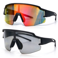 Lunettes de soleil de cyclisme pour femmes avec verres PC anti-buée UV400, miroir, interchangeables, monture semi-cerclée, blanches/rouges, avec étui à lunettes