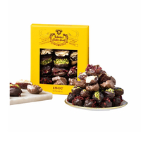 Boîte-cadeau de noix gastronomiques sèches jaunes emballage de chocolat en papier personnalisé boîte de petites dates farcies avec fenêtre