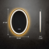 Miroirs éclairés avec cadre ovale en alliage d'aluminium noir, accessoires pour miroirs LED