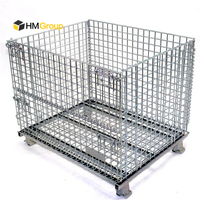 Boîte à palettes en treillis métallique galvanisé en acier métallique pliable et empilable pour entrepôt industriel robuste