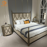 Royal haut de gamme chambre rétro meubles Vintage hôtel Villa Table de chevet en acier inoxydable Antique personnalisable bois table de chevet