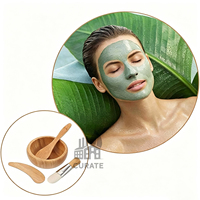 Ensemble de bols à mélanger pour masque facial en bambou écologique avec logo personnalisé, mini-bol naturel pour soins de la peau avec cuillère et spatule, outil pour masque de boue DIY