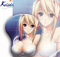 Tapis de souris personnalisé en gel de silicone avec repose-poignet, motif seins sexy et anime